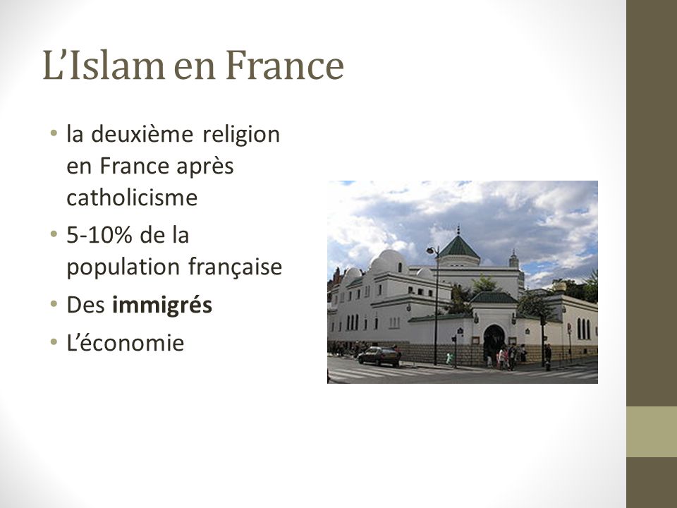 L’Islam en France la deuxième religion en France après catholicisme
