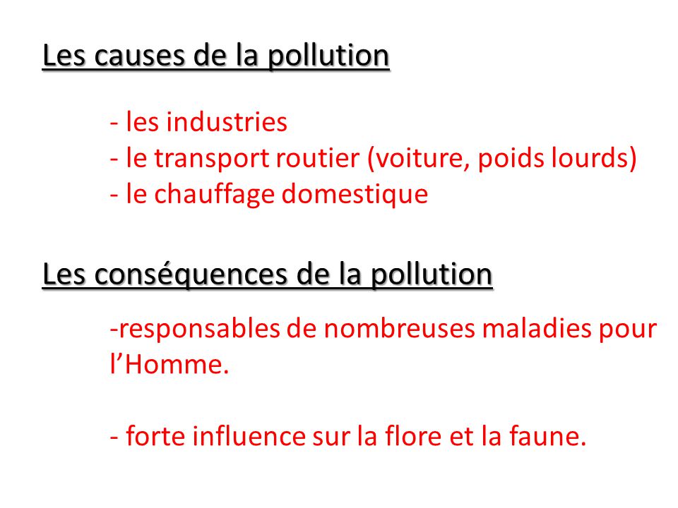 Les causes de la pollution