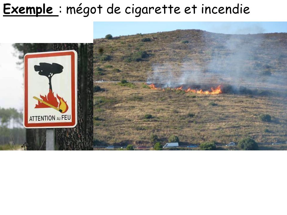 Exemple : mégot de cigarette et incendie
