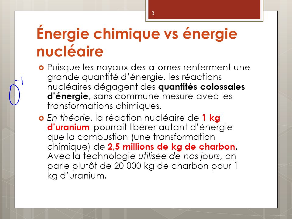 Énergie chimique vs énergie nucléaire