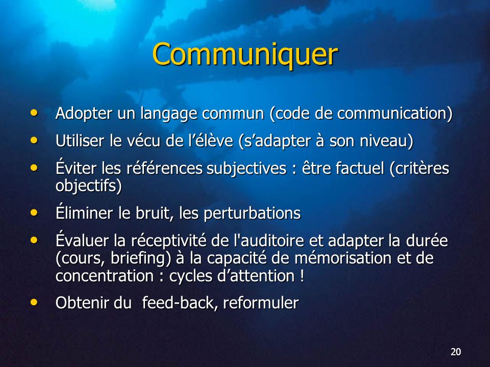 Communiquer Adopter un langage commun (code de communication)
