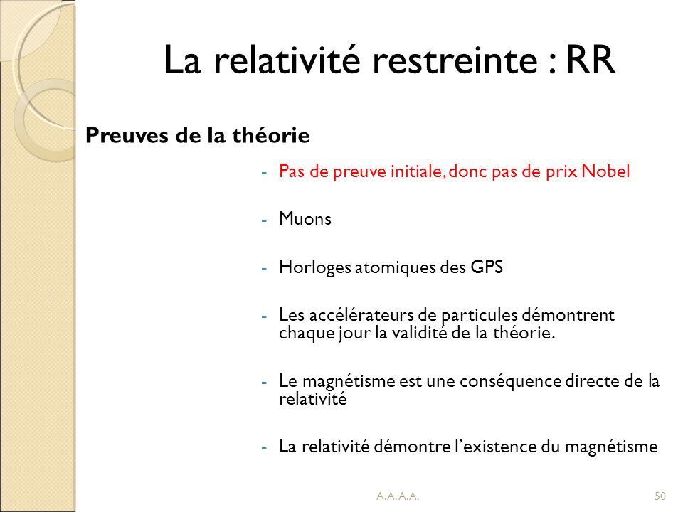 La relativité restreinte : RR