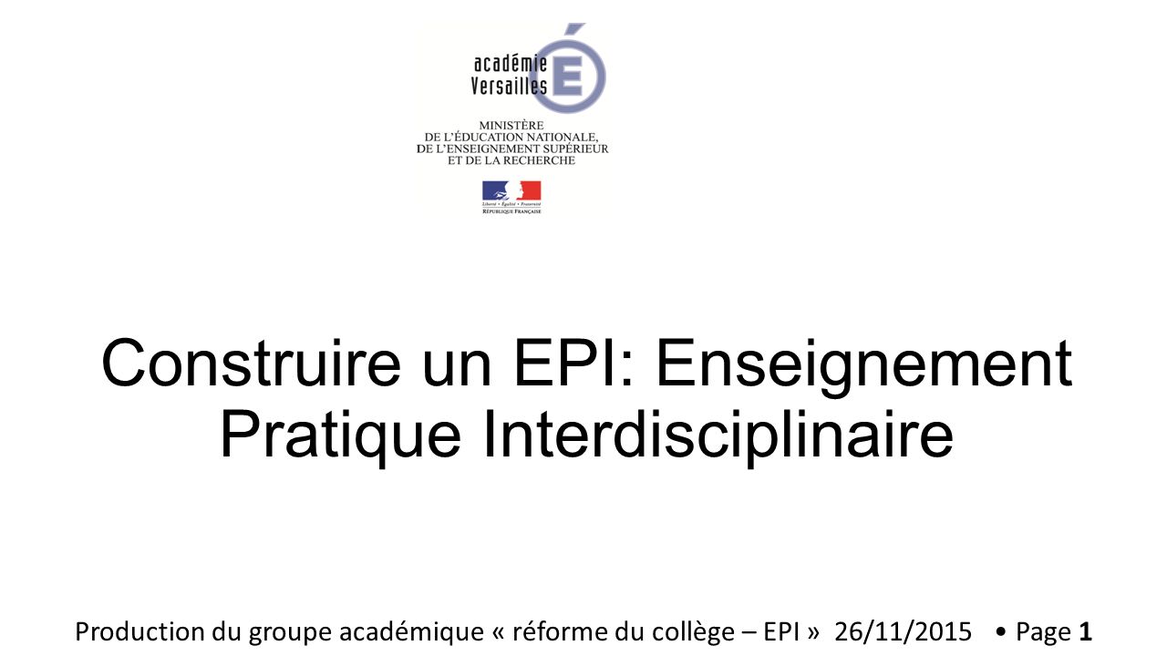 Construire un EPI: Enseignement Pratique Interdisciplinaire
