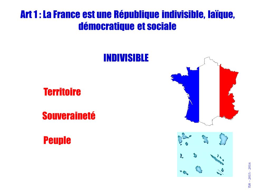 Art 1 : La France est une République indivisible, laïque, démocratique et sociale
