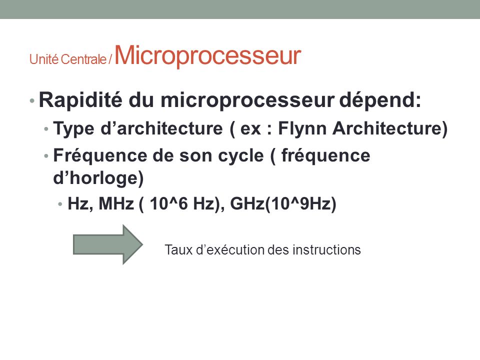 Unité Centrale / Microprocesseur