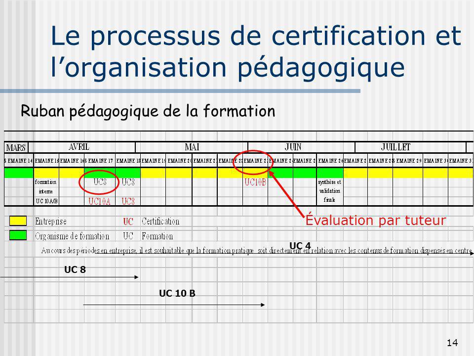 Le processus de certification et l’organisation pédagogique