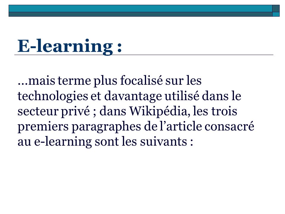 E-learning :