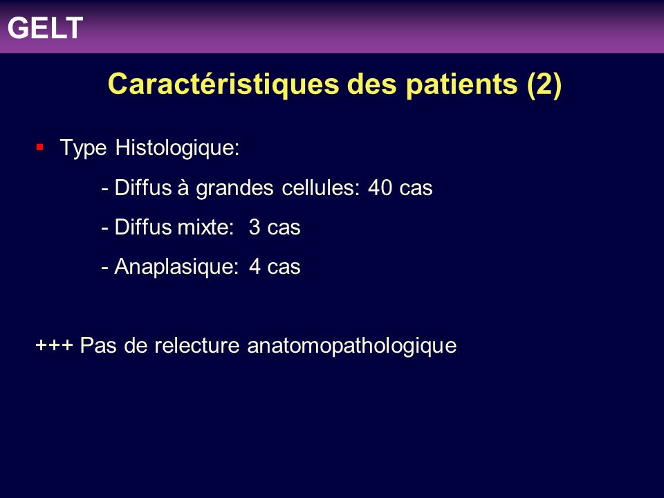 Caractéristiques des patients (2)