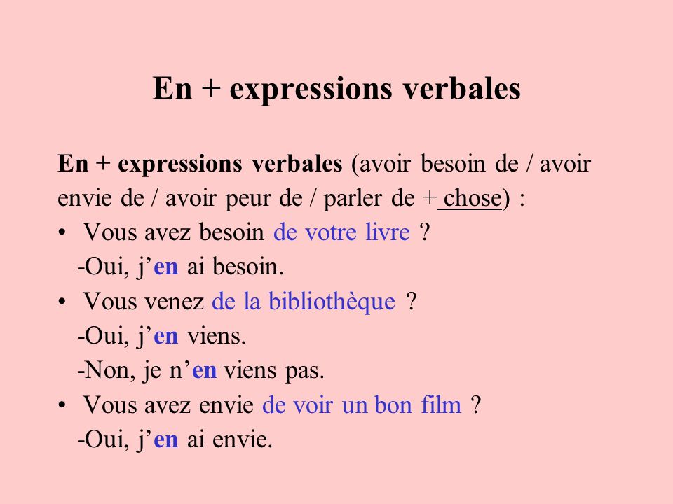 En + expressions verbales