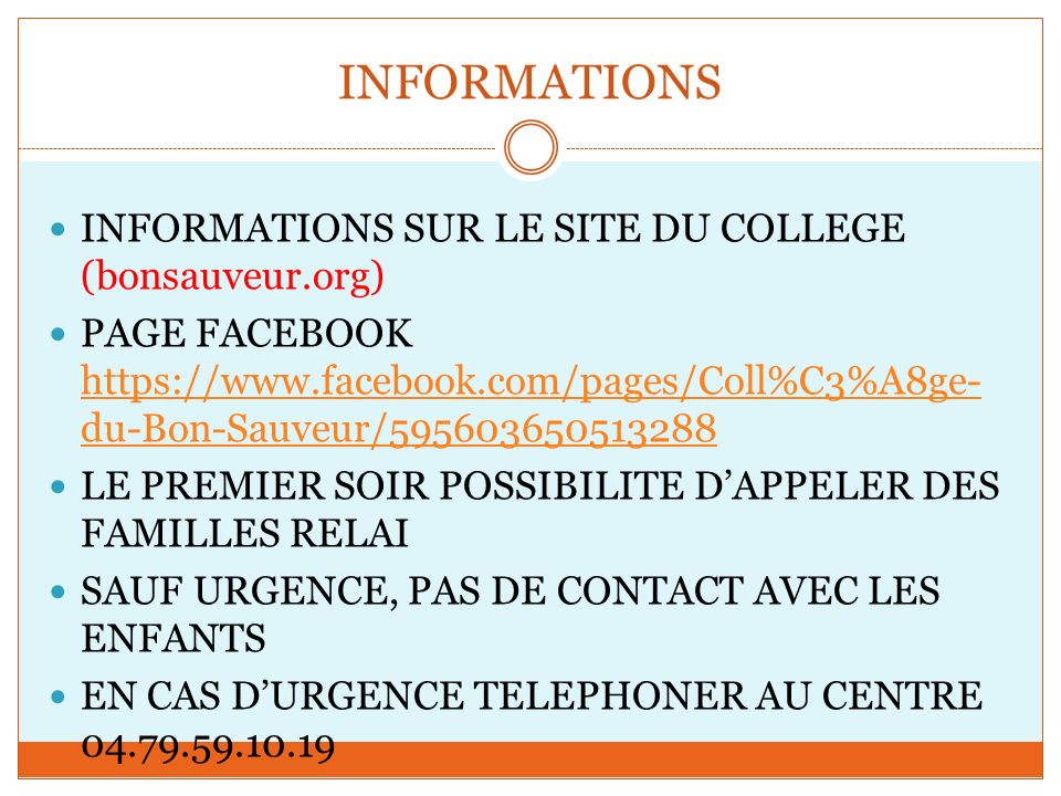 INFORMATIONS INFORMATIONS SUR LE SITE DU COLLEGE (bonsauveur.org)