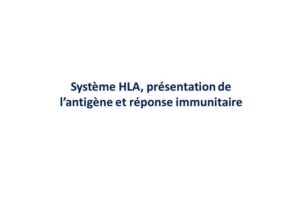Système HLA, présentation de l’antigène et réponse immunitaire
