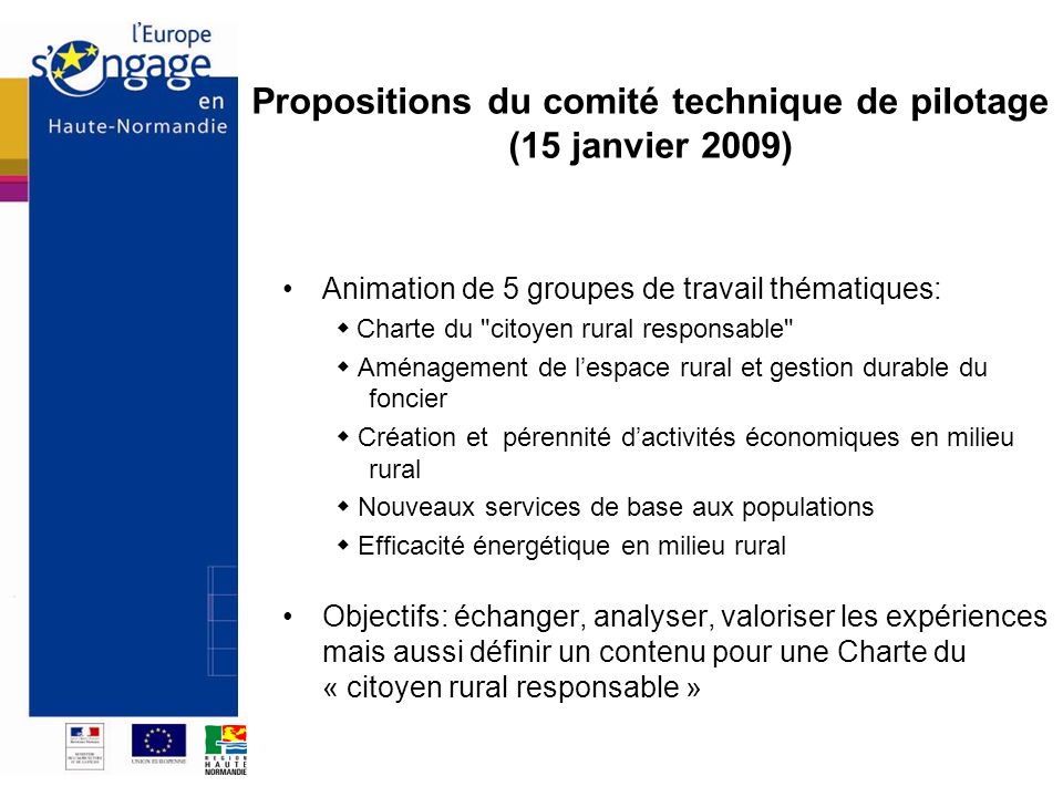 Propositions du comité technique de pilotage (15 janvier 2009)