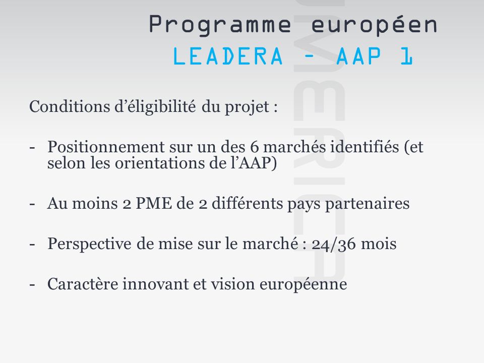 Programme européen LEADERA – AAP 1