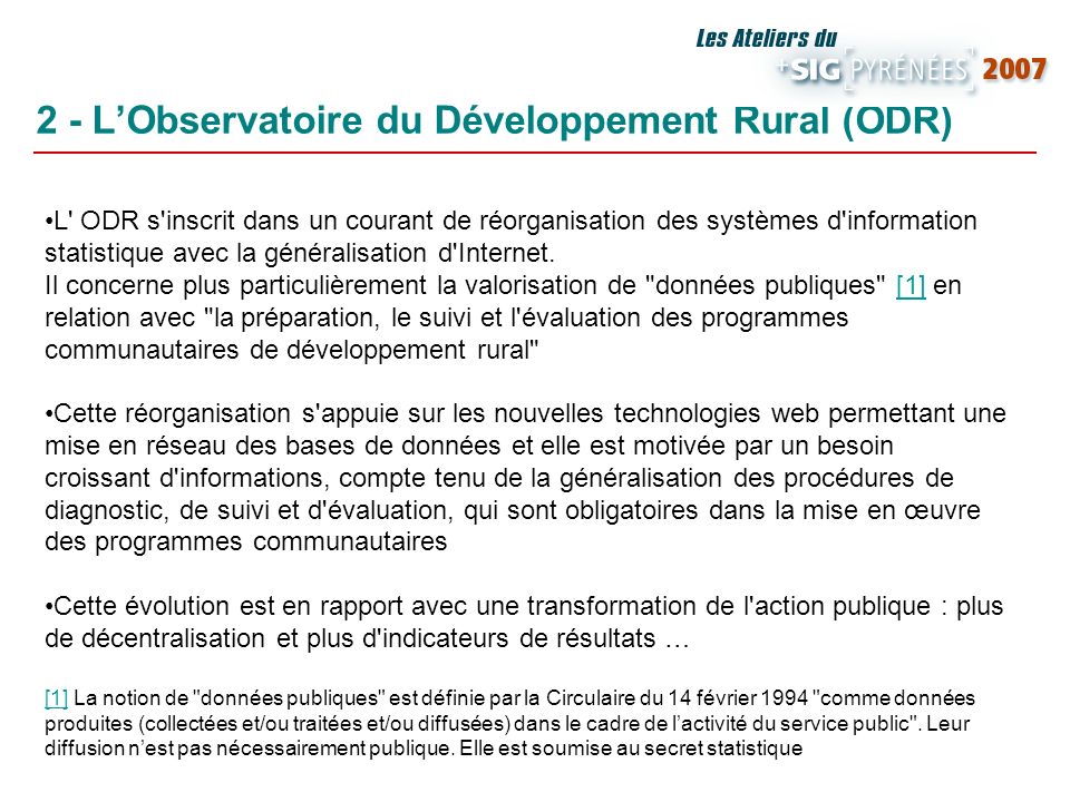 2 - L’Observatoire du Développement Rural (ODR)