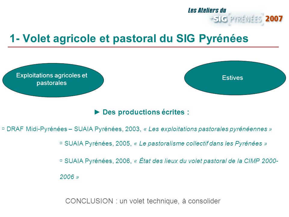 1- Volet agricole et pastoral du SIG Pyrénées