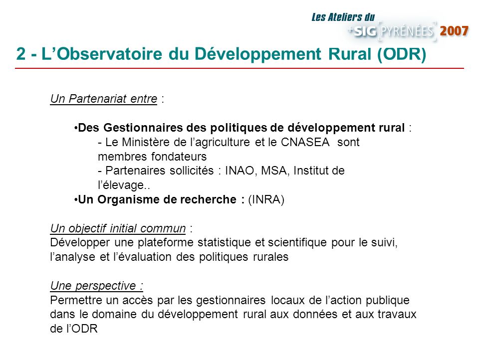 2 - L’Observatoire du Développement Rural (ODR)