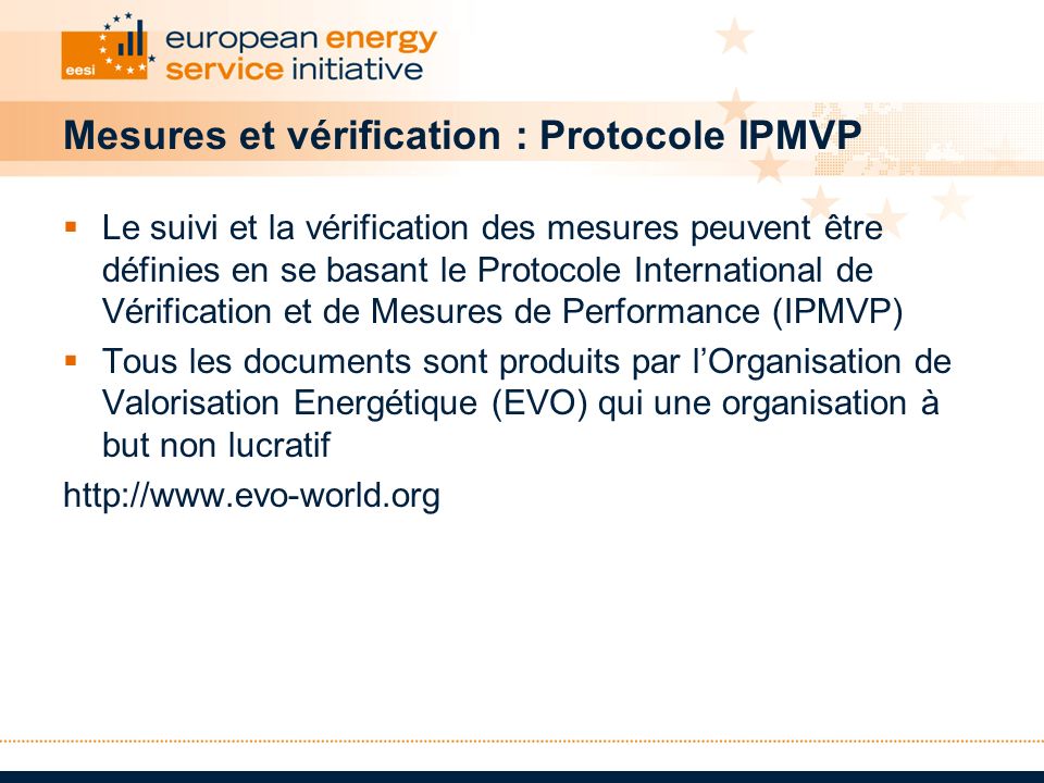 Mesures et vérification : Protocole IPMVP