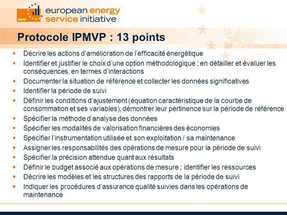 Protocole IPMVP : 13 points