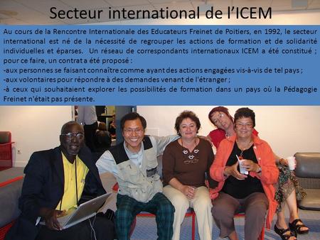 Secteur international de l’ICEM