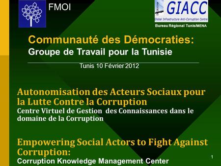 Communauté des Démocraties: Groupe de Travail pour la Tunisie