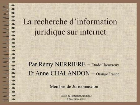 La recherche d’information juridique sur internet