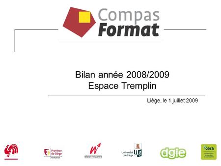 Bilan année 2008/2009 Espace Tremplin Liège, le 1 juillet 2009.