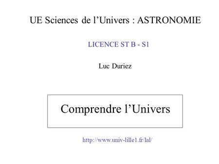 UE Sciences de l’Univers : ASTRONOMIE