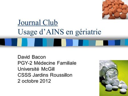 Journal Club Usage d’AINS en gériatrie