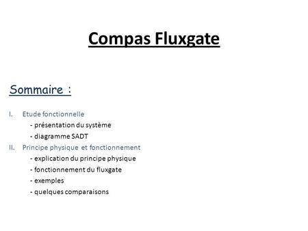 Compas Fluxgate Sommaire : Etude fonctionnelle