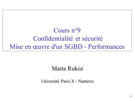 Marta Rukoz Université Paris X - Nanterre