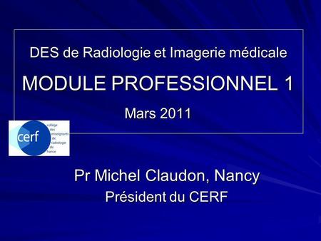Pr Michel Claudon, Nancy Président du CERF