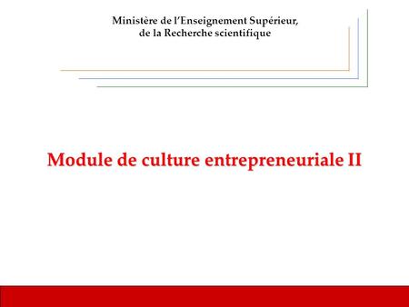 Module de culture entrepreneuriale II