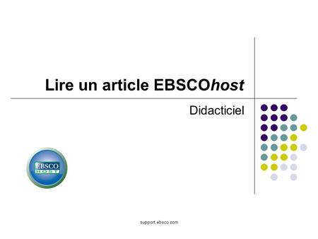 Lire un article EBSCOhost