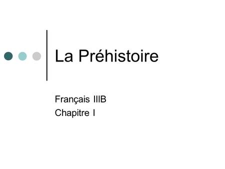 Français IIIB Chapitre I