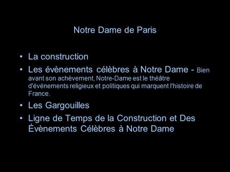 Notre Dame de Paris La construction