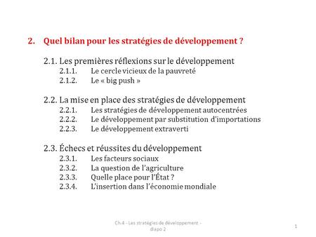 Ch.4 - Les stratégies de développement - diapo 2