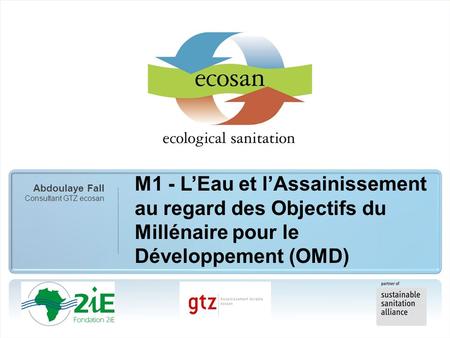M1 - L’Eau et l’Assainissement au regard des Objectifs du Millénaire pour le Développement (OMD) Abdoulaye Fall Consultant GTZ ecosan ____________________.