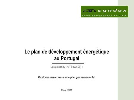 Le plan de développement énergétique au Portugal