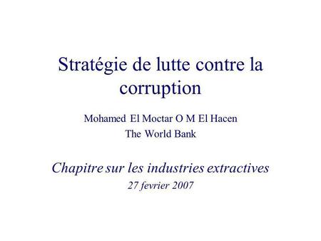 Stratégie de lutte contre la corruption