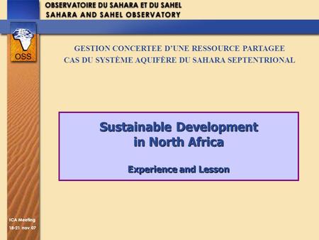 Sustainable Development in North Africa Experience and Lesson