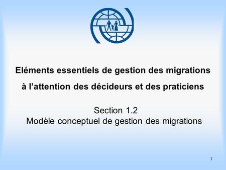 1 Eléments essentiels de gestion des migrations à lattention des décideurs et des praticiens Section 1.2 Modèle conceptuel de gestion des migrations.