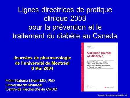 Journées de pharmacologie de l’université de Montréal