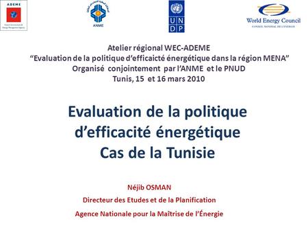Evaluation de la politique d’efficacité énergétique Cas de la Tunisie