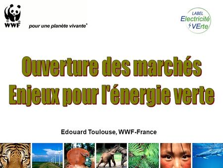 Edouard Toulouse, WWF-France. Développement des renouvelables en France LUE sest engagée à multiplier par 3 la part des énergies renouvelables dici 2020.