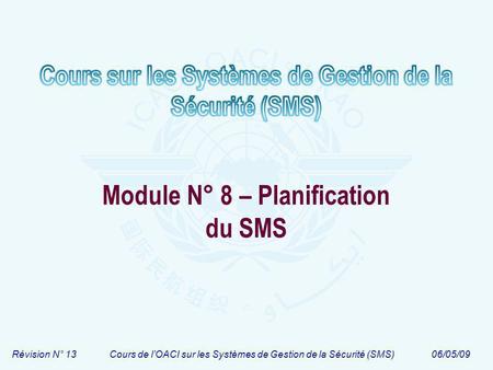 Module N° 8 – Planification du SMS