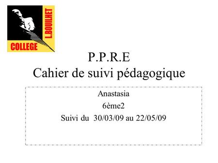 P.P.R.E Cahier de suivi pédagogique