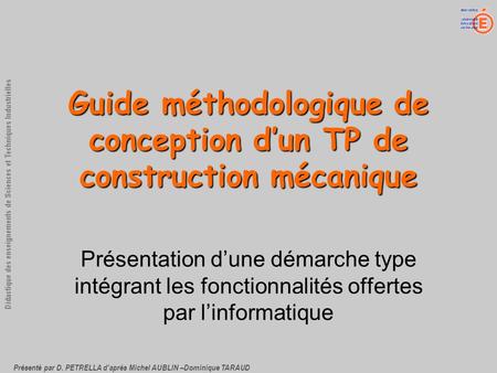 Guide méthodologique de conception d’un TP de construction mécanique