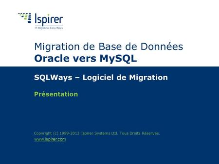 Migration de Base de Données Oracle vers MySQL