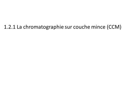 1.2.1 La chromatographie sur couche mince (CCM)