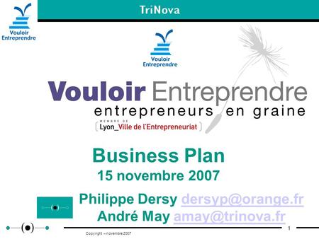 Business Plan 15 novembre 2007